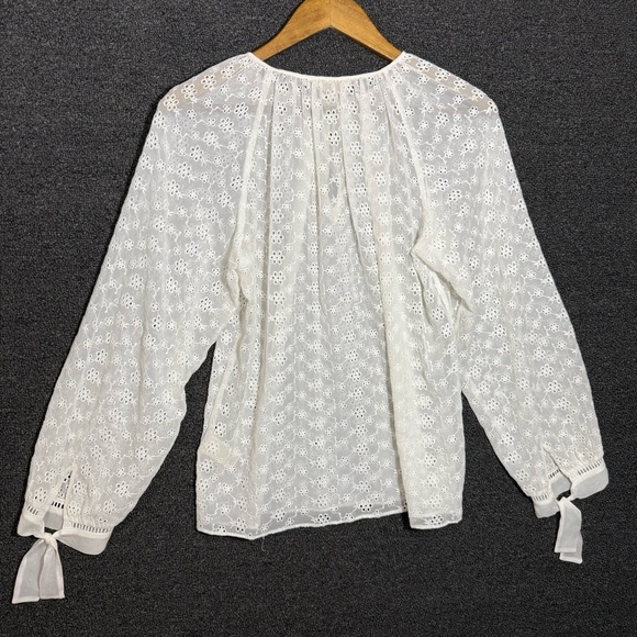 Rebecca Taylor Off White Silk Eyelet Blouse, Women’s 8 - Picture 7 of 8